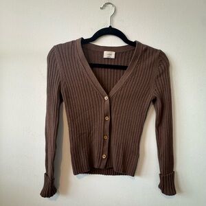 Wilfred Brown Ribbed Cardigan